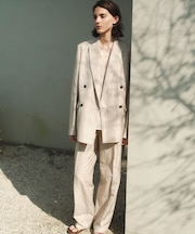 ERYTH / リネンストライプ タックワイドパンツ