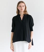 FLEUR / 異素材カフス スタンドカラーブラウス