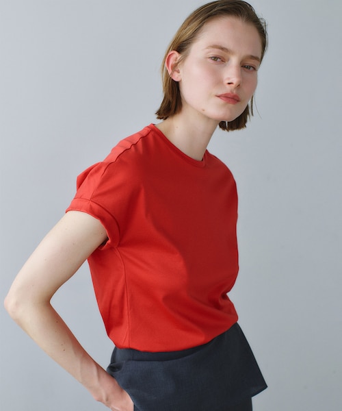 BORNA / コットンスムースTシャツ｜ベイジの通販｜&mall（アンドモール