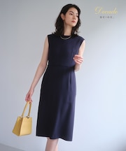 【セットアップ対応】CINDY / 配色ライン クルーネックドレス