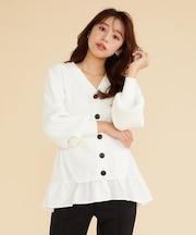 【洗える】ペプラム カーディガン