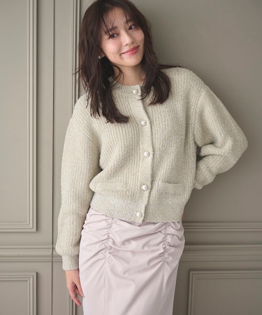【洗える】ラメシャギー カーディガン