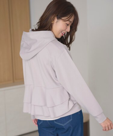 【洗える】バックフリル ダンボールパーカー