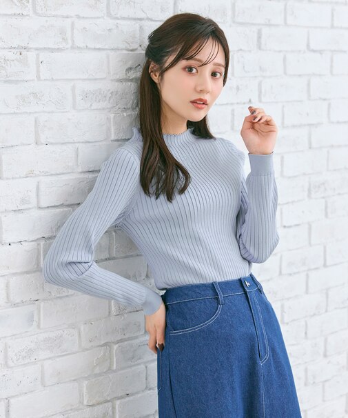 【洗える】ロゴリブ プルオーバー ニット