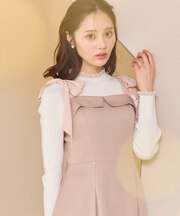 シアーフリル・ハイネックリブプルオーバー