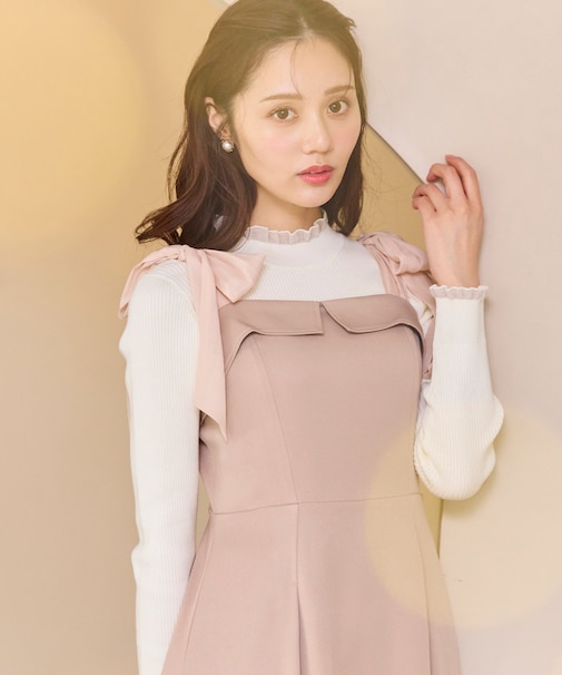 シアーフリル・ハイネックリブプルオーバー