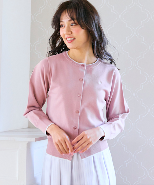 【洗える】ロゴ刺繍ニット カーディガン