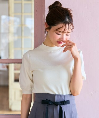 シャイニーハーフスリーブ ニット