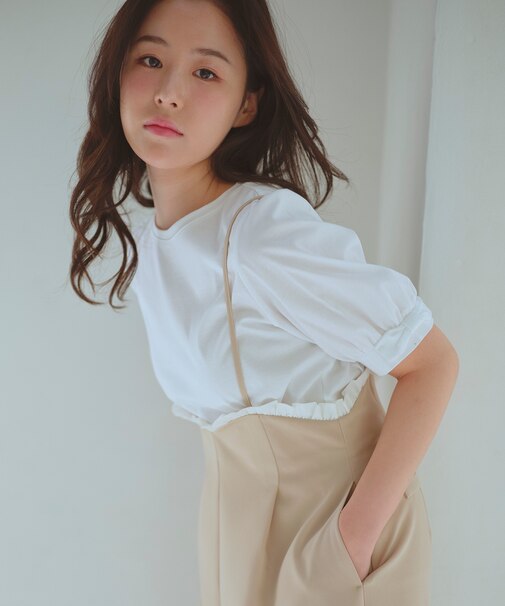 【洗える】パフスリーブリボン Tシャツ
