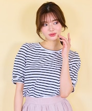 【洗える】パフスリーブリボン Tシャツ