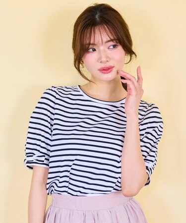 【洗える】パフスリーブリボン Tシャツ