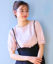 【洗える】パフスリーブリボン Tシャツ