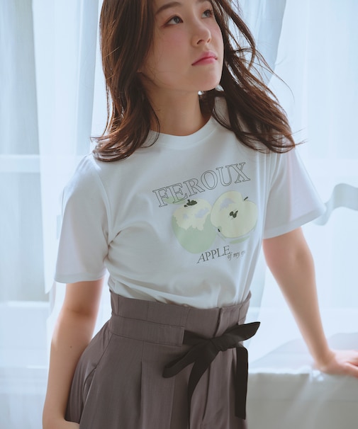 【洗える】フルーツモチーフプリント Tシャツ