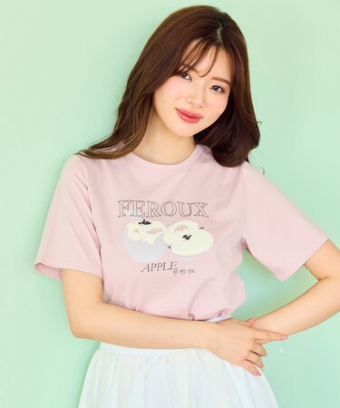 【洗える】フルーツモチーフプリント Tシャツ