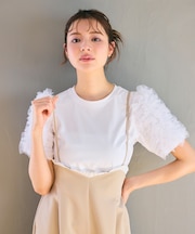 【洗える】チュールスリーブ Tシャツ
