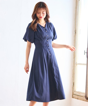 【洗える】バルーンスリーブ ワンピース