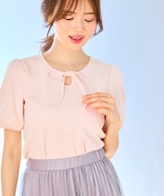 【洗える】リボンアクセント Ｔシャツ