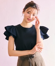 【洗える】フリル袖  Tシャツ