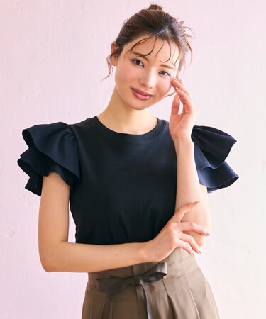 【洗える】フリル袖  Tシャツ