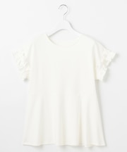 【汗ジミが目立たない】フリル袖ペプラムデザインTシャツ