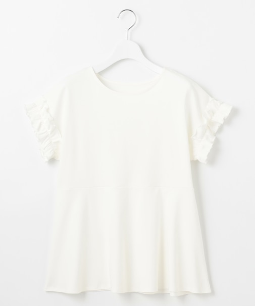 【汗ジミが目立たない】フリル袖ペプラムデザインTシャツ