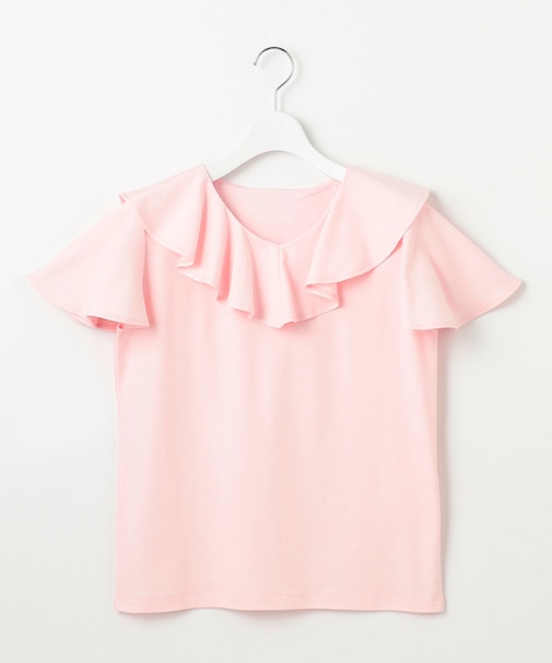 【洗える・汗ジミが目立たない】ラッフル襟Tシャツ