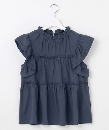 【洗える】ペプラムシルエットフリルブラウス