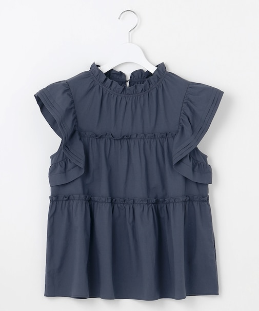 【洗える】ペプラムシルエットフリルブラウス