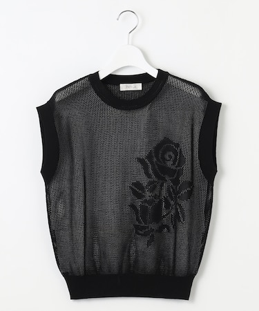 【洗える】透かし編みニットトップス