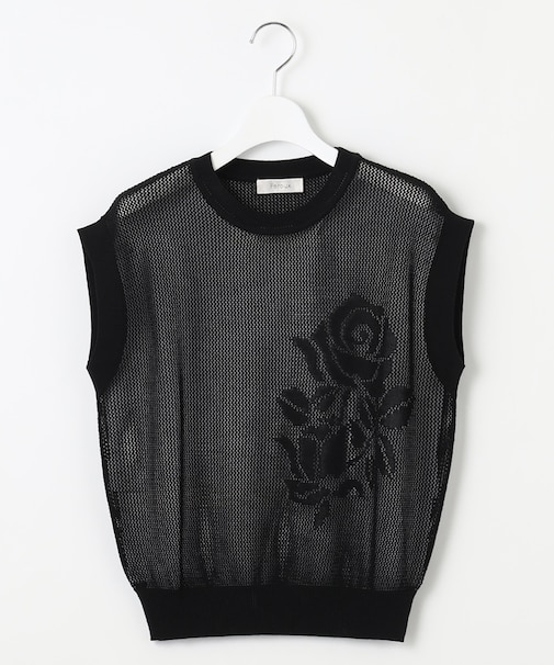 【洗える】透かし編みニットトップス