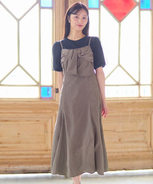 【洗える】リボン キャミドレス