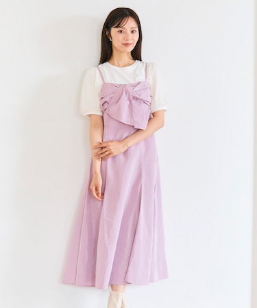 【洗える】リボン キャミドレス