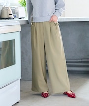 【洗える】リボンディテール セミワイドパンツ