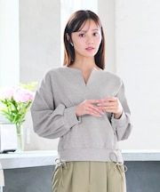 【洗える】キーネック ダンボール トップス