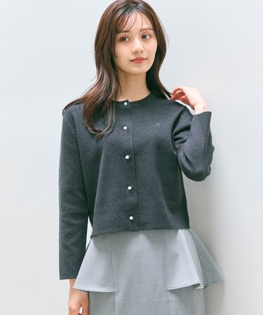 【洗える】胸元刺繍パールニット カーディガン