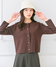 【洗える】胸元刺繍パールニット カーディガン