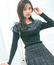 襟フリル ニット