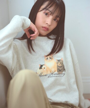 【猫カフェMOCHAコラボ】猫ちゃんプリント トレーナー