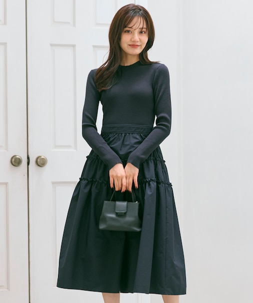 ティアードスカートドッキング ワンピース