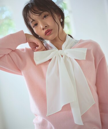 【洗える】Vネックニットプルオーバー