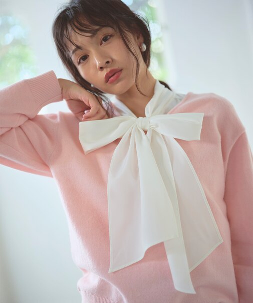 【洗える】Vネックニットプルオーバー
