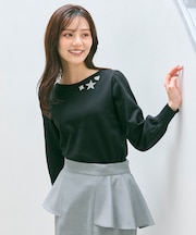 【洗える】ブローチデザインニット プルオーバー