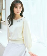【洗える】ブローチデザインニット プルオーバー