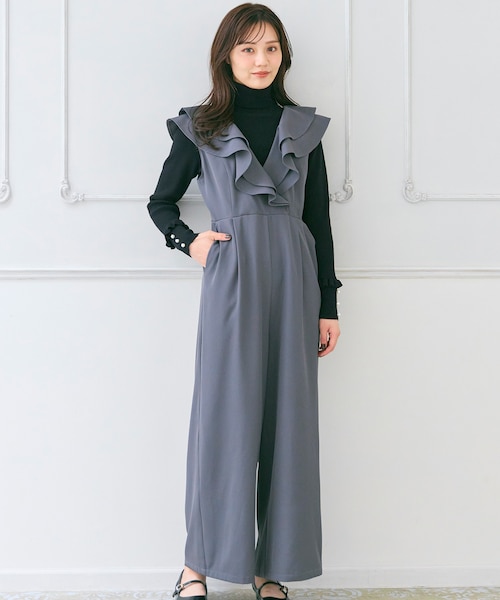 フリルデザイン サロペット パンツ｜フェルゥの通販｜&mall（アンド