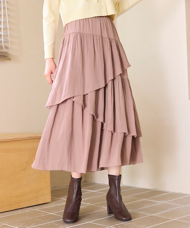 アシンメトリーティアード スカート