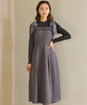 シアーリボンショルダー ジャンパースカート