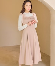 シアーリボンショルダー ジャンパースカート