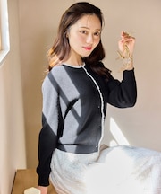 レーストリム ニット カーディガン