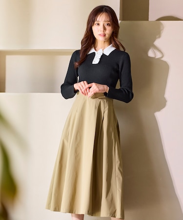 襟付きドッキング ワンピース