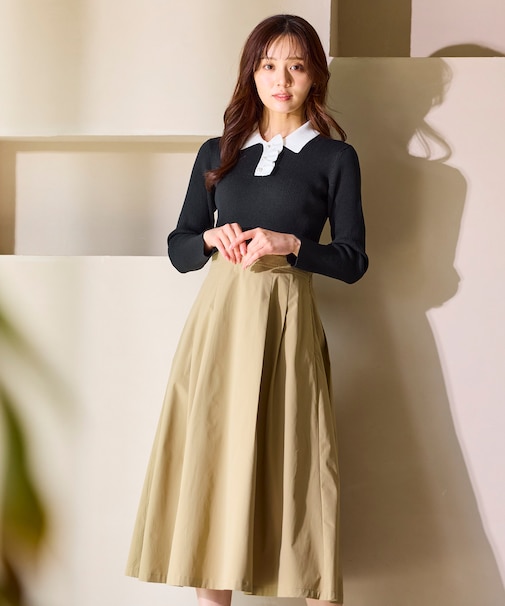 襟付きドッキング ワンピース